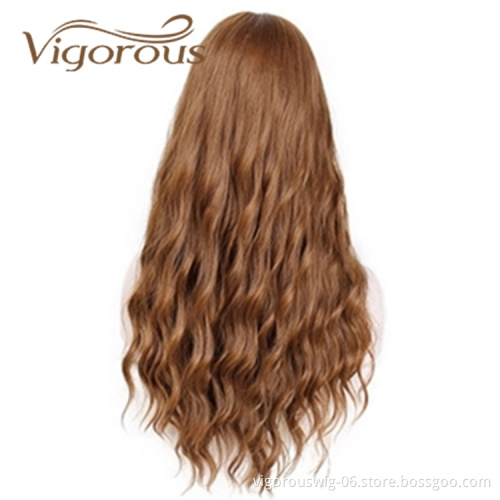 Vigorous Wholesale Price Long Body Wave With Bangs Yama Brown Cosplay 8 Colors In Stock For Black Women Synthetic Hair Wigs